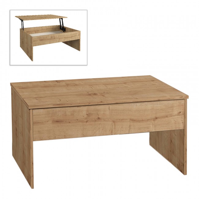 Devon Megapap coffee table with melamine polymorphic in sapphire oak color 110x60x44,8cm.
