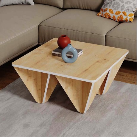 Diamond Megapap melamine coffee table in oak color 80x80x38cm.