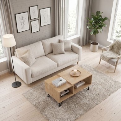 Τραπεζάκι σαλονιού Don Megapap χρώμα φυσικό οξιάς 90x55x44εκ.