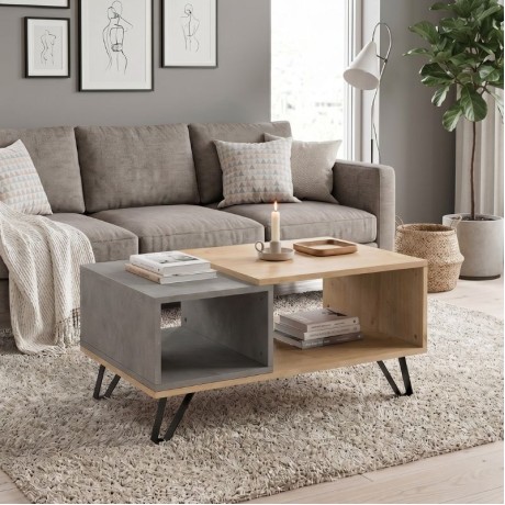 Don Megapap melamine coffee table in sonoma - anthracite color 90x55x44cm.