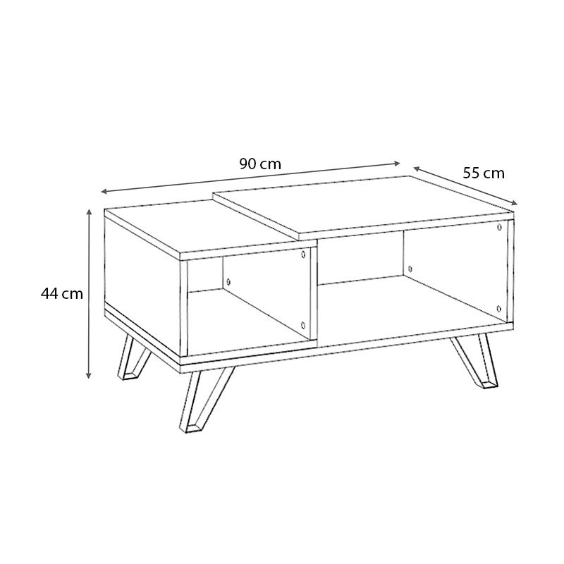 Don Megapap melamine coffee table in sonoma - anthracite color 90x55x44cm.
