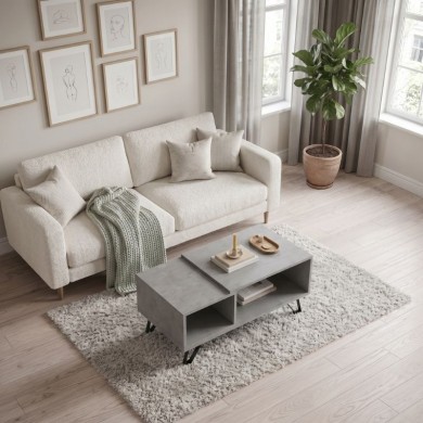 Τραπεζάκι σαλονιού Don Megapap χρώμα γκρι σκυροδέματος 90x55x44εκ.