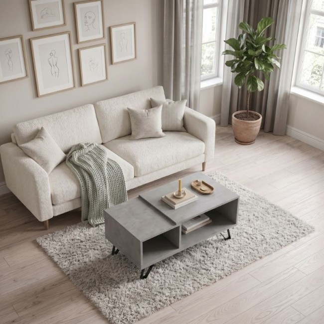 Don Megapap melamine coffee table in anthracite color 90x55x44cm.