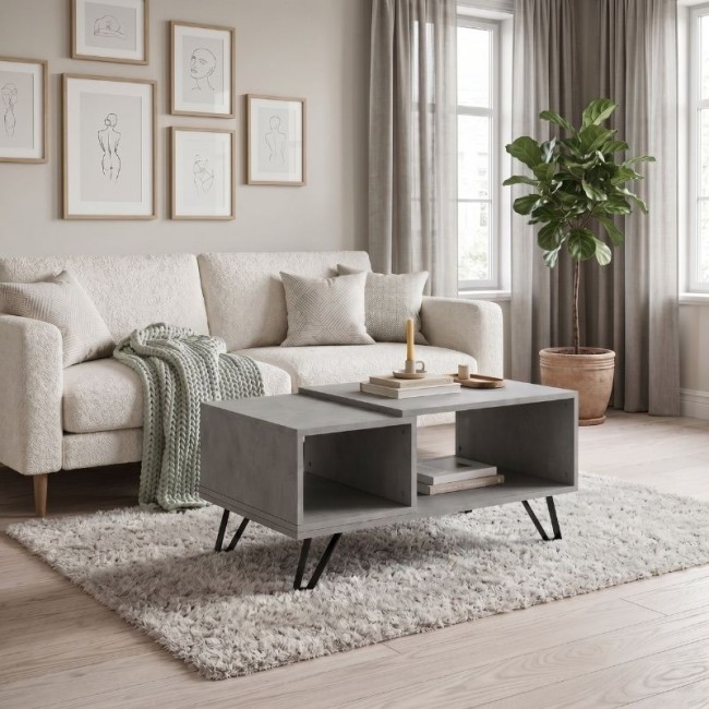 Don Megapap melamine coffee table in anthracite color 90x55x44cm.