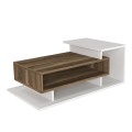 Flynn Megapap melamine coffee table in white - walnut color 90x50x35cm.