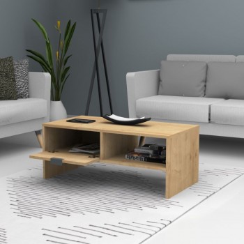Galaxy Megapap melamine coffee table in oak color 100x50x42cm.