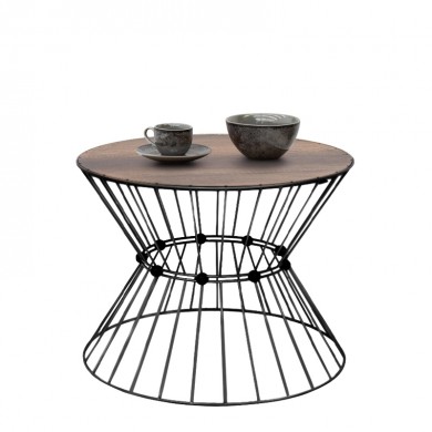 Girene Megapap metal - MDF coffee table in black - walnut Ø55x42cm.