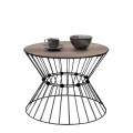Girene Megapap metal - MDF coffee table in black - walnut Ø55x42cm.