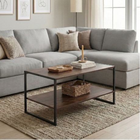 Giza Megapap melamine coffee table in rustic walnut color 90.2x50.3x50.4cm.