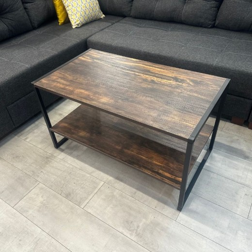 Τραπεζάκι σαλονιού Giza Megapap χρώμα rustic καρυδί 90,2x50,3x50,4εκ.