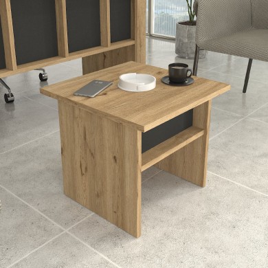 Nika Megapap melamine coffee - office table in sepet oak - anthracite color 45x45x40cm.