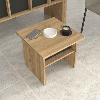 Nika Megapap melamine coffee - office table in sepet oak - anthracite color 45x45x40cm.