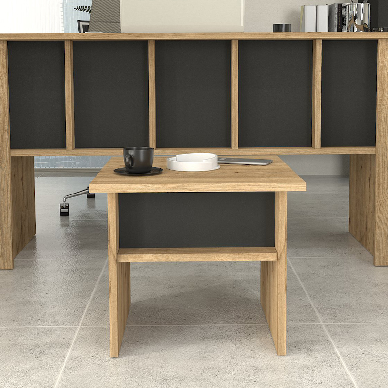 Nika Megapap melamine coffee - office table in sepet oak - anthracite color 45x45x40cm.
