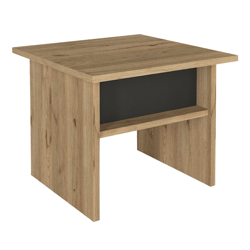 Nika Megapap melamine coffee - office table in sepet oak - anthracite color 45x45x40cm.