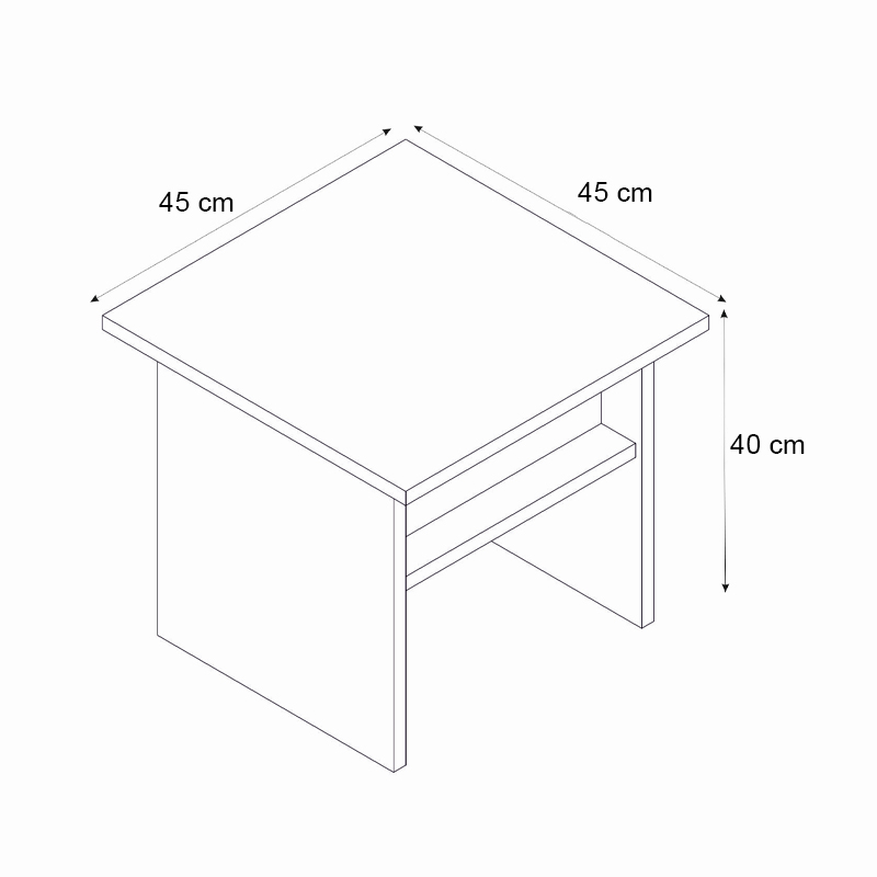 Nika Megapap melamine coffee - office table in sepet oak - anthracite color 45x45x40cm.