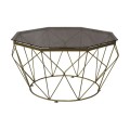 GRID Coffee Table D.87cm Metal Gold Paint/Glass