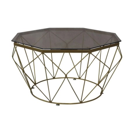 GRID Coffee Table D.87cm Metal Gold Paint/Glass