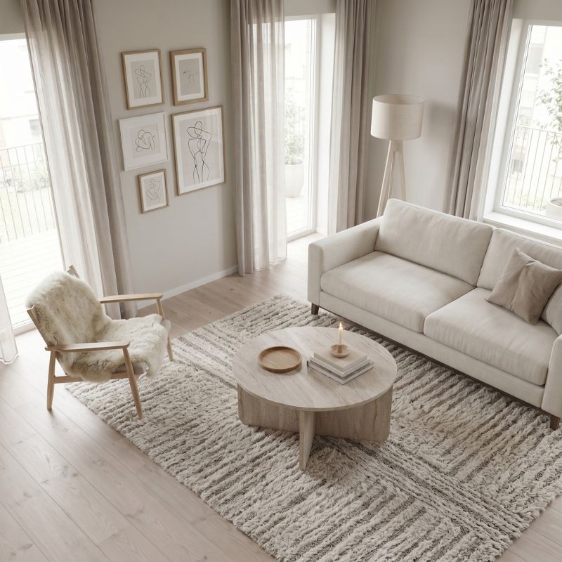 Hillary Megapap melamine coffee table in travertine color Ø80x38cm.