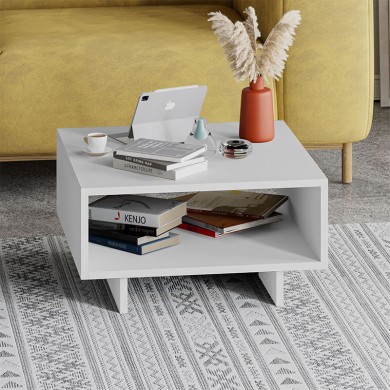 Hola Megapap melamine coffee table in white color 60x60x32cm.