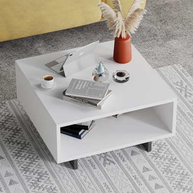 Hola Megapap melamine coffee table in white-anthracite color 60x60x32cm.