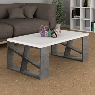 Honey Megapap melamine coffee table in retro grey - white color 105x60x40cm.