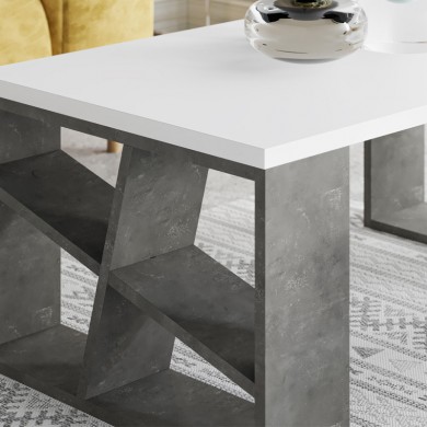Honey Megapap melamine coffee table in retro grey - white color 105x60x40cm.