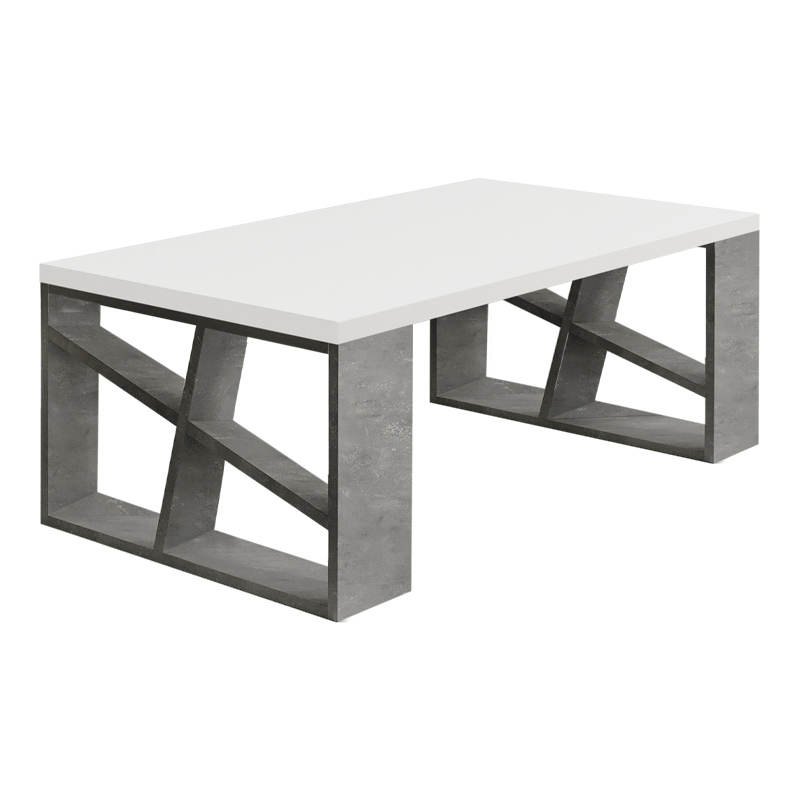 Honey Megapap melamine coffee table in retro grey - white color 105x60x40cm.