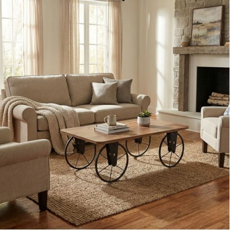 Jemmy Megapap Mdf/metallic coffee table in acacia color 90x55x33cm.