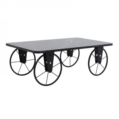 Jemmy Megapap Mdf/metallic coffee table in black marble effect color 90x55x33cm.
