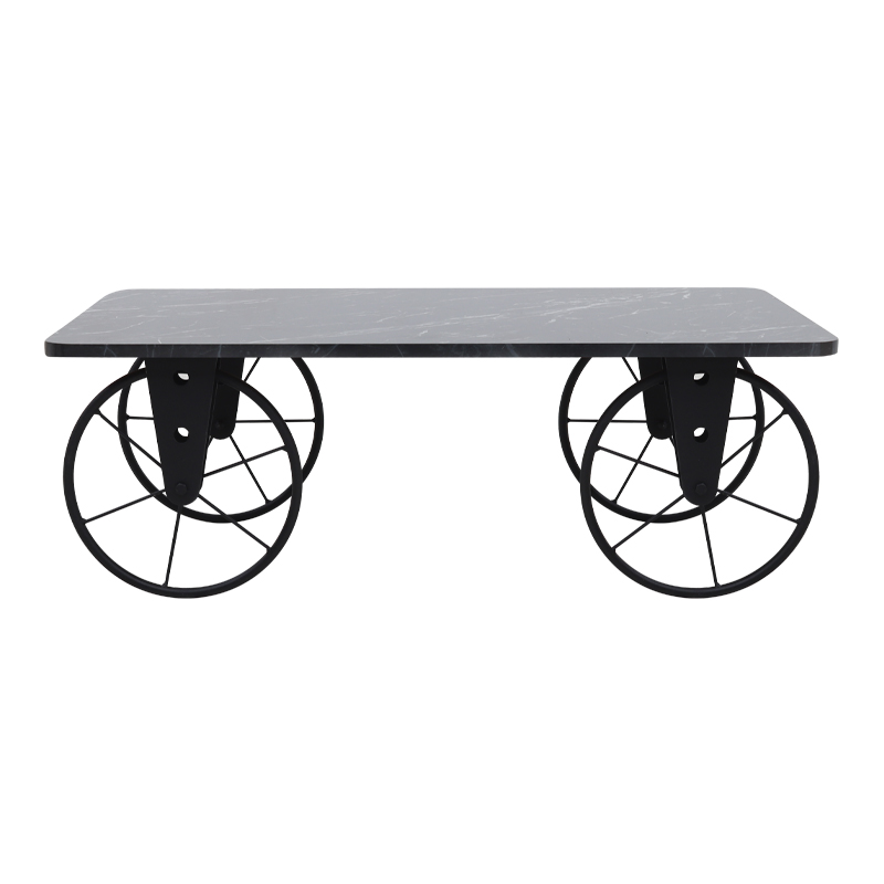 Jemmy Megapap Mdf/metallic coffee table in black marble effect color 90x55x33cm.