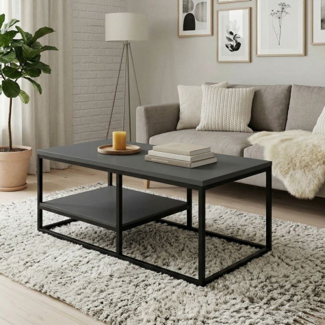 Kane Megapap metal - melamine coffe table in anthracite color 106x50x42cm.