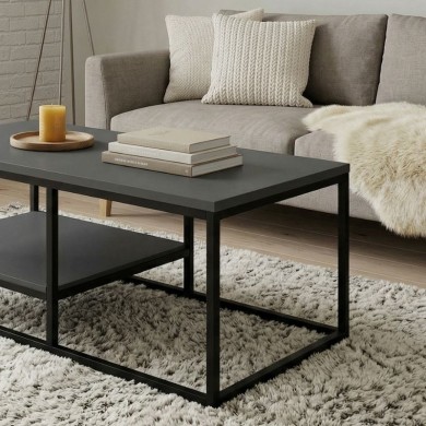 Τραπεζάκι σαλονιού Kane Megapap μεταλλικό - μελαμίνης χρώμα ανθρακί 106x50x42εκ.