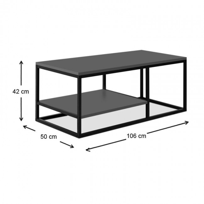 Kane Megapap metal - melamine coffe table in anthracite color 106x50x42cm.