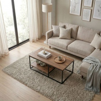 Τραπεζάκι σαλονιού Kane Megapap μεταλλικό - μελαμίνης χρώμα pine oak 106x50x42εκ.