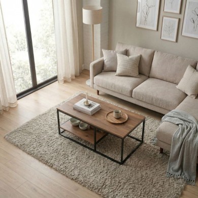 Τραπεζάκι σαλονιού Kane Megapap μεταλλικό - μελαμίνης χρώμα pine oak 106x50x42εκ.