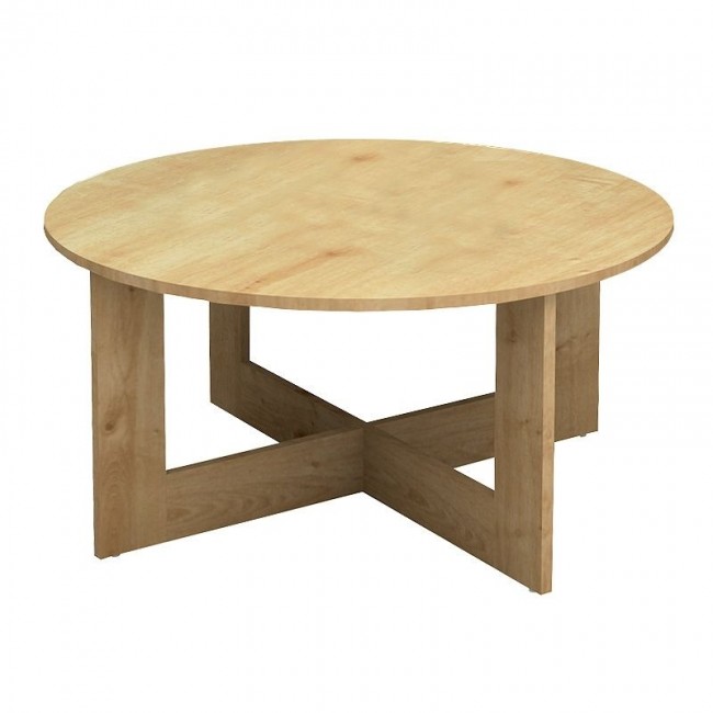 Kati Megapap melamine coffee table in oak color Ø80x42cm.