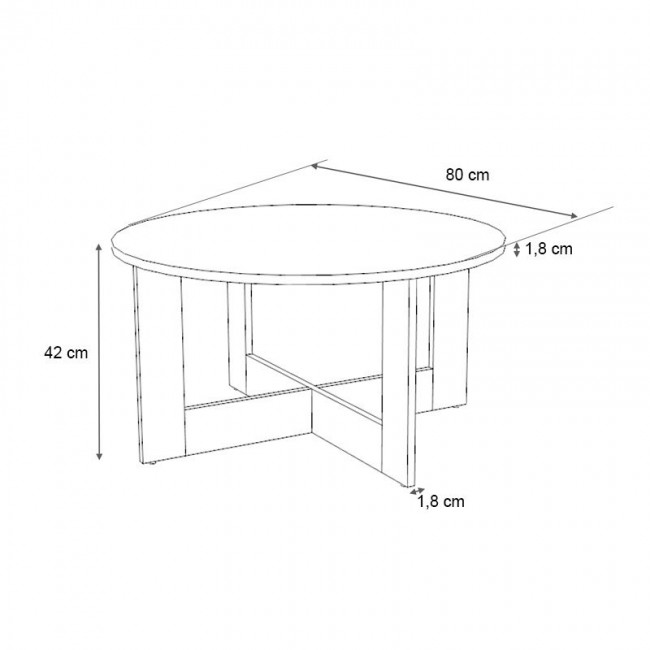 Kati Megapap melamine coffee table in oak color Ø80x42cm.