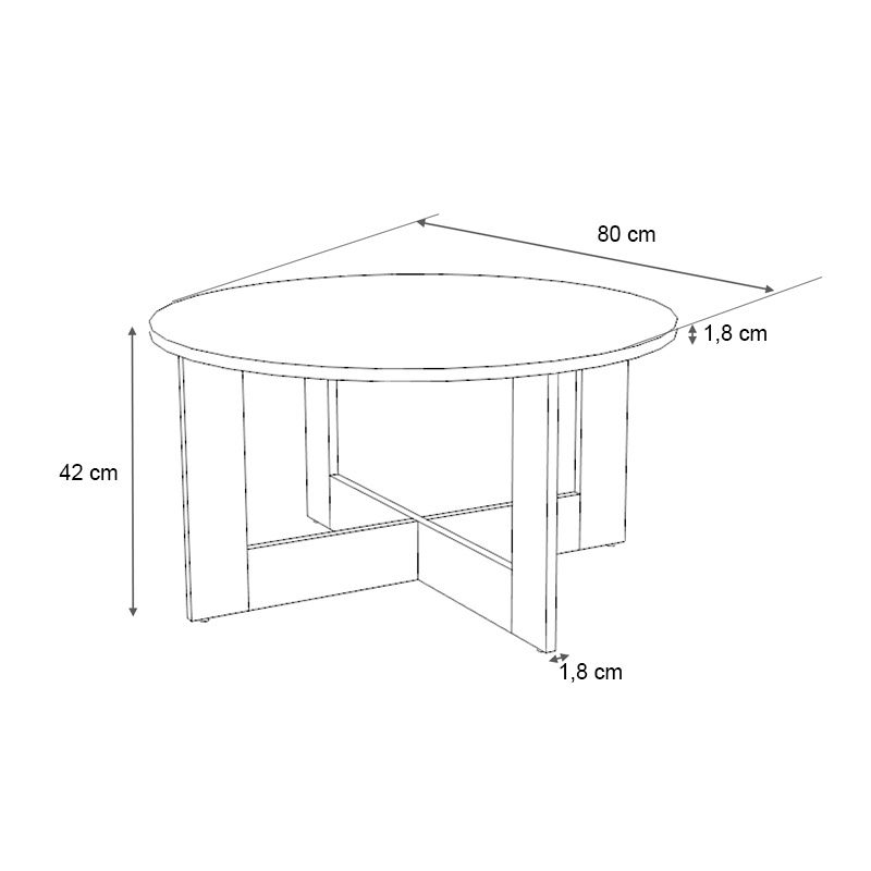 Kati Megapap melamine coffee table in oak color Ø80x42cm.