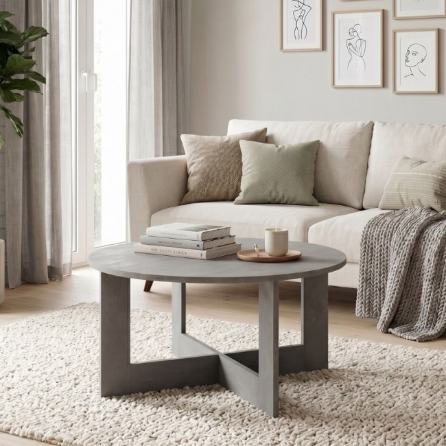 Kati Megapap melamine coffee table in concrete grey color Ø80x42cm.