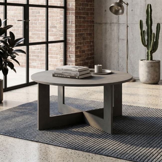 Kati Megapap melamine coffee table in concrete grey color Ø80x42cm.