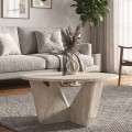 Τραπεζάκι σαλονιού Lagerta Megapap χρώμα travertine Ø75x35εκ.