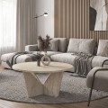 Τραπεζάκι σαλονιού Lagerta Megapap χρώμα travertine Ø75x35εκ.