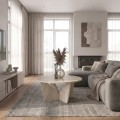 Τραπεζάκι σαλονιού Lagerta Megapap χρώμα travertine Ø75x35εκ.