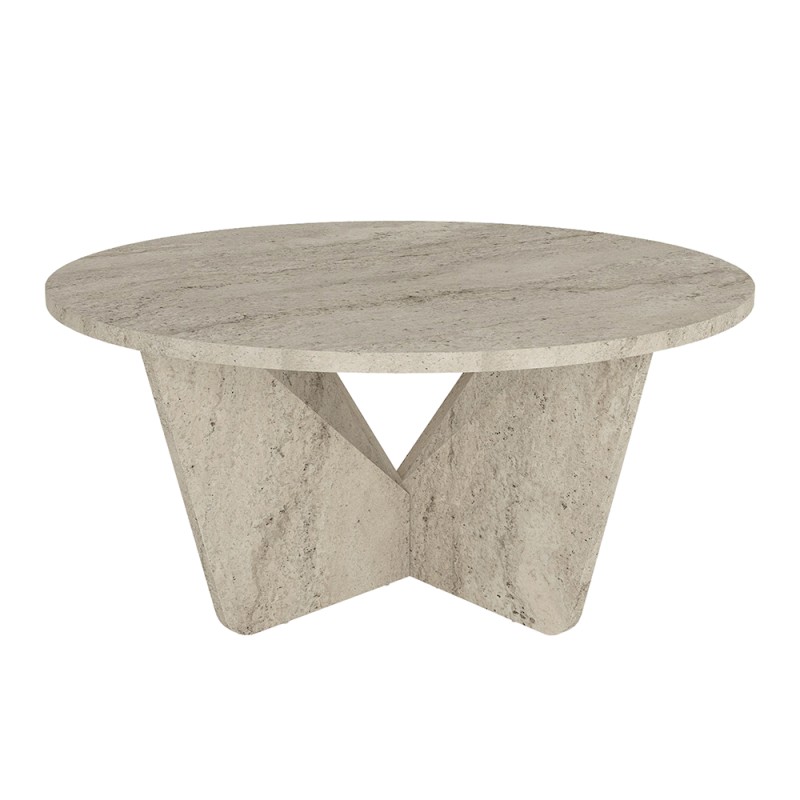 Τραπεζάκι σαλονιού Lagerta Megapap χρώμα travertine Ø75x35εκ.