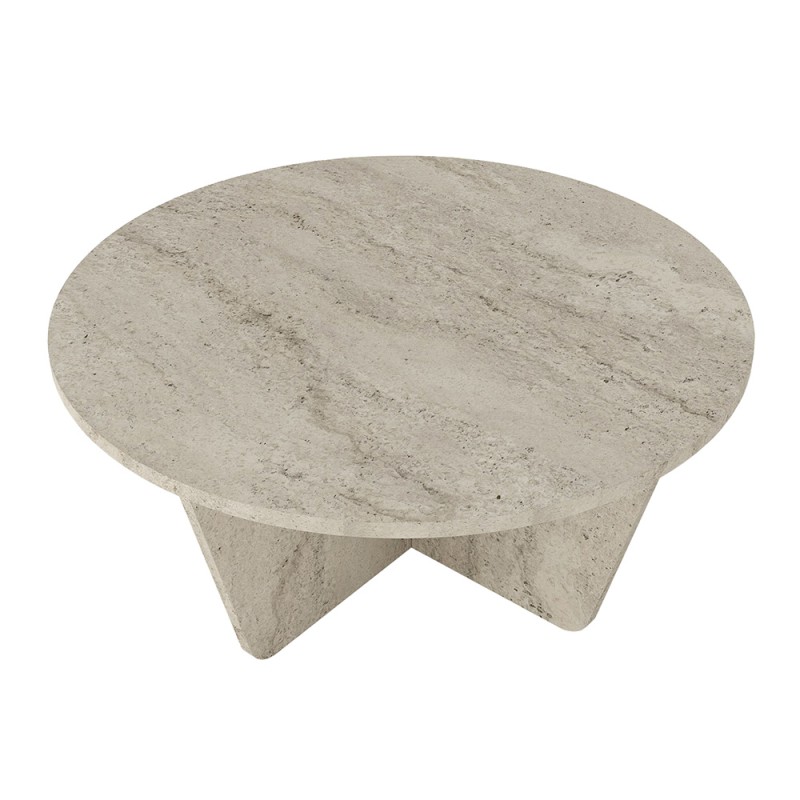Τραπεζάκι σαλονιού Lagerta Megapap χρώμα travertine Ø75x35εκ.