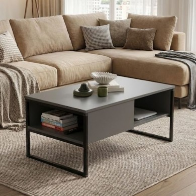 Lawrence Megapap melamine coffe table in anthracite color 106x50x42cm.