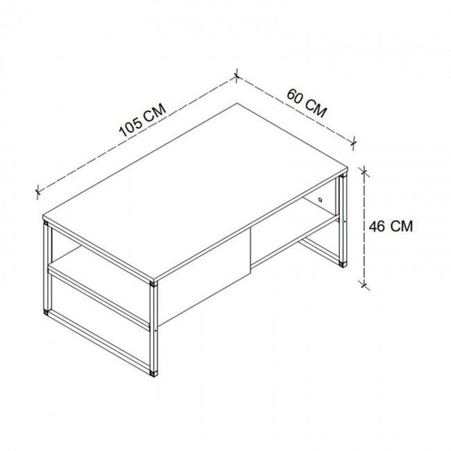 Lawrence Megapap melamine coffe table in anthracite color 106x50x42cm.