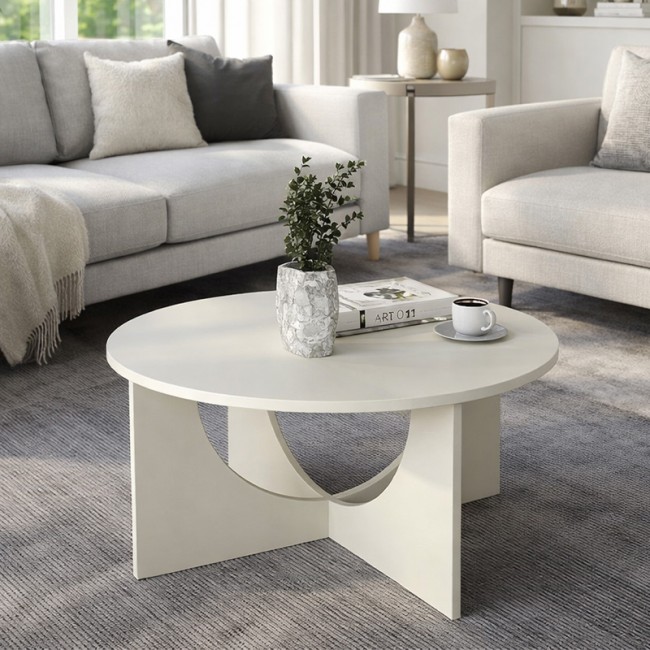 Τραπεζάκι σαλονιού Lemmar Megapap χρώμα sandstone Ø75x36,8εκ.