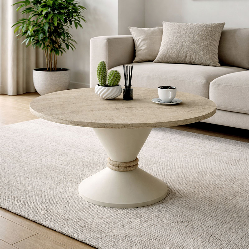 Lepper Megapap melamine coffee table in travertine - sandstone color Ø75x39.8cm.