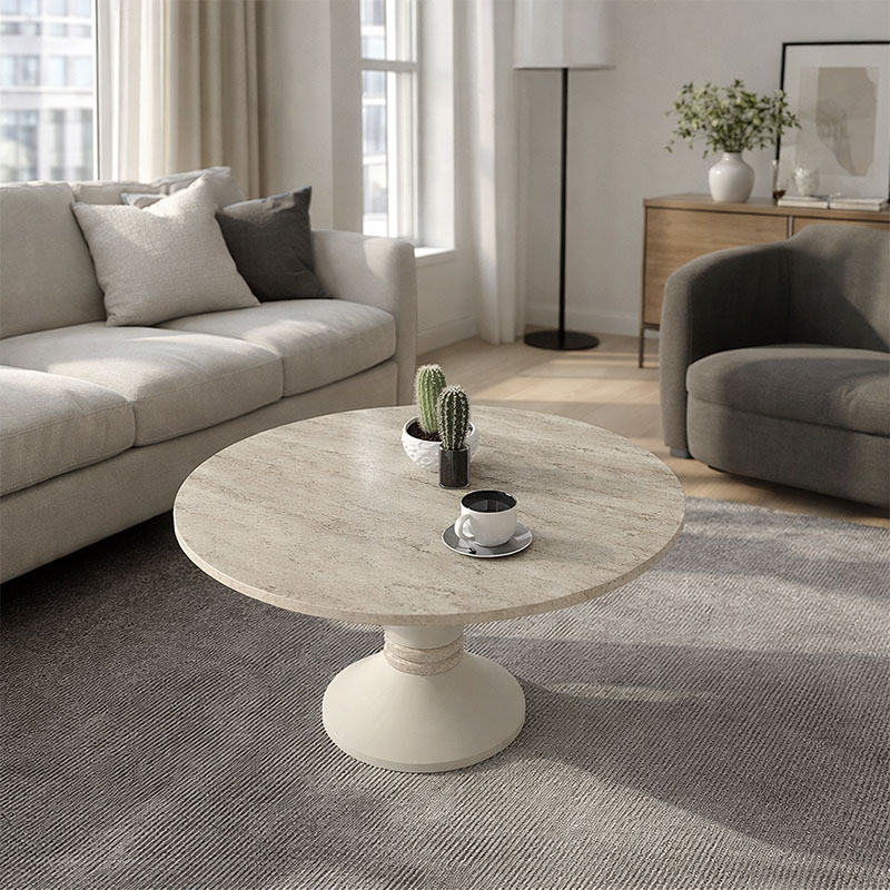 Lepper Megapap melamine coffee table in travertine - sandstone color Ø75x39.8cm.